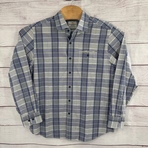 Tommy Bahama Jeans Plaid Shirt Island Modern Fit‎ Button Up Blue Large